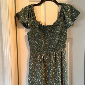 Kaileigh Green Floral Midi Dress